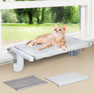 Adjustable Sliding Cat Hammock with Removable Covers for Windowsill & Bedside