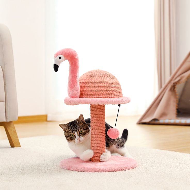 Adorable flamingo cat scratching post